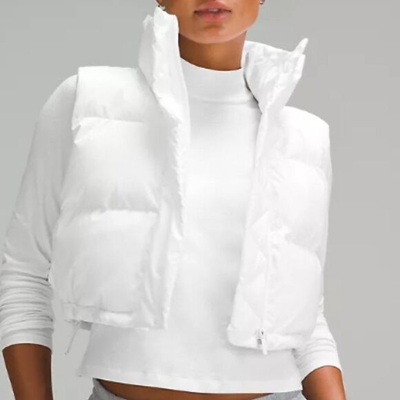 NWT LULULEMON WUNDER PUFF SUPER CROPPED VEST WHITE SIZE 8 Down Perfect  GORGEOUS - Picture 2 of 3